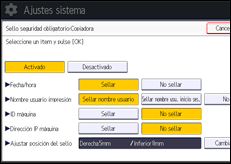 Ilustración de la pantalla panel de mandos