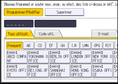 Illustration de l'écran du panneau de commande