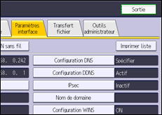 Illustration de l'écran du panneau de commande