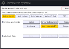 Illustration de l'écran du panneau de commande