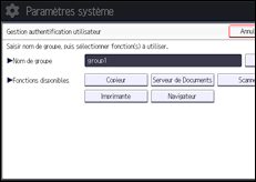 Illustration de l'écran du panneau de commande