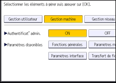 Illustration de l'écran du panneau de commande