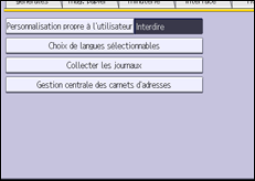 Illustration de l'écran du panneau de commande