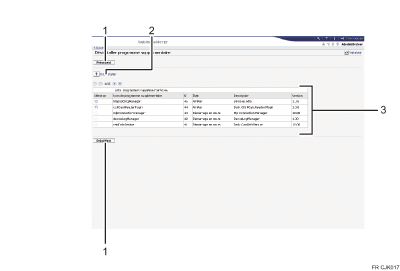 Illustration de l'écran du navigateur Web avec légende numérotée