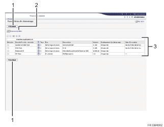 Illustration de l'écran du navigateur Web avec légende numérotée