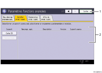 Illustration numérotée du panneau de commande