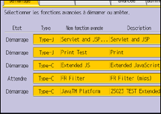 Illustration de l'écran du panneau de commande