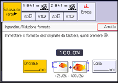 Illustrazione della schermata sul pannello di controllo