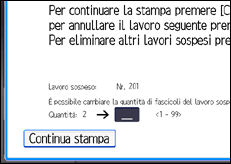 Illustrazione della schermata sul pannello di controllo