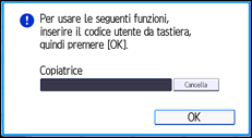 Illustrazione della schermata sul pannello di controllo