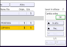 Illustrazione della schermata sul pannello di controllo