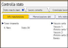 Illustrazione della schermata sul pannello di controllo
