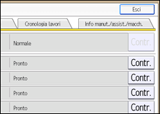 Illustrazione della schermata sul pannello di controllo