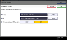 Illustrazione della schermata sul pannello di controllo