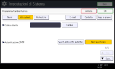 Illustrazione della schermata sul pannello di controllo