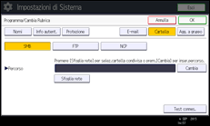 Illustrazione della schermata sul pannello di controllo