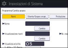 Illustrazione della schermata sul pannello di controllo