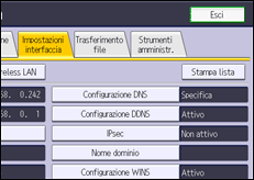 Illustrazione della schermata sul pannello di controllo