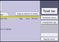 Illustrazione della schermata sul pannello di controllo