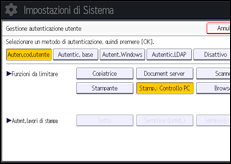Illustrazione della schermata sul pannello di controllo