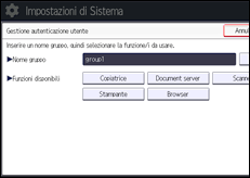 Illustrazione della schermata sul pannello di controllo