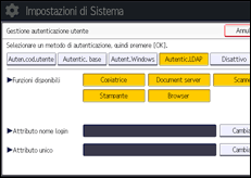 Illustrazione della schermata sul pannello di controllo