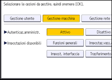 Illustrazione della schermata sul pannello di controllo