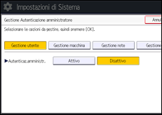 Illustrazione della schermata sul pannello di controllo