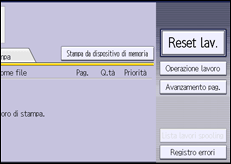 Illustrazione della schermata sul pannello di controllo