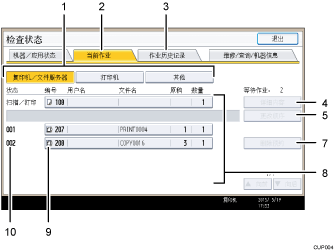 已编号的操作面板屏幕插图