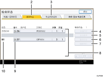 已编号的操作面板屏幕插图