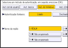 Ilustração da tela do painel de operação