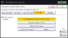 Ilustração da tela do painel de operação