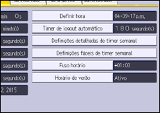 Ilustração da tela do painel de operação