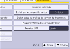 Ilustração da tela do painel de operação