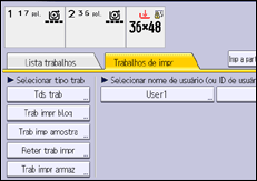 Ilustração da tela do painel de operação