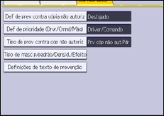 Ilustração da tela do painel de operação