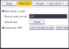 Ilustração da tela do painel de operação