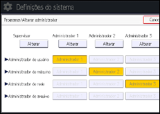 Ilustração da tela do painel de operação