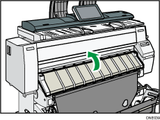 Ilustração da tampa do local de entrada do papel