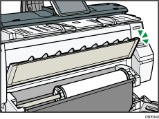 Ilustração da tampa do local de entrada do papel