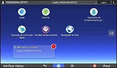 Ilustração da tela do painel de operação