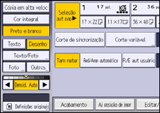 Ilustração da tela do painel de operação