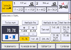 Ilustração da tela do painel de operação