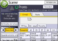 Ilustração da tela do painel de operação