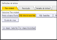 Ilustração da tela do painel de operação