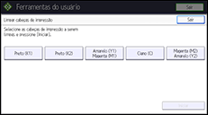 Ilustração da tela do painel de operação