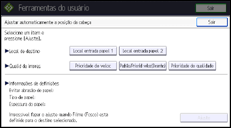 Ilustração da tela do painel de operação