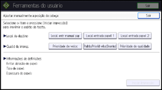 Ilustração da tela do painel de operação