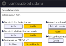 Il·lustració de pantalla del panell d'operacions